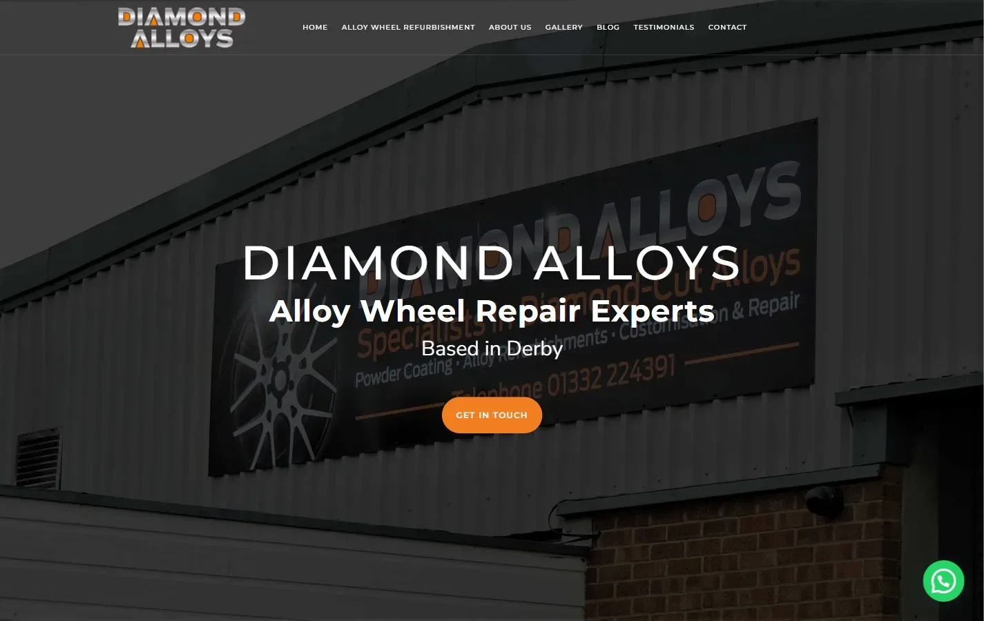 Diamond Alloys website: homepage designed and built by Vimana Digital