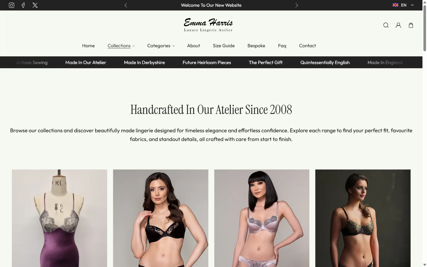 Emma Harris Lingerie website: inside page