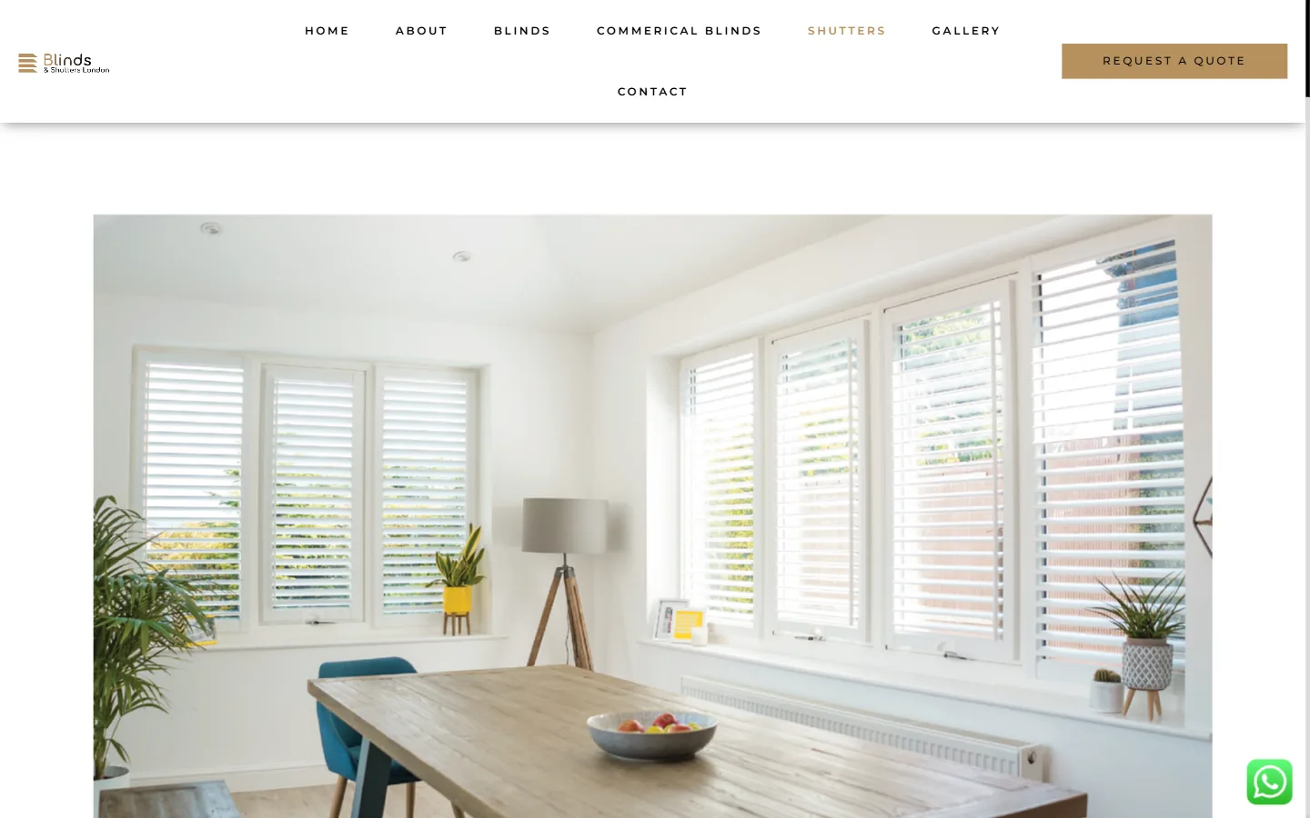 Blinds and Shutters London website: inside page