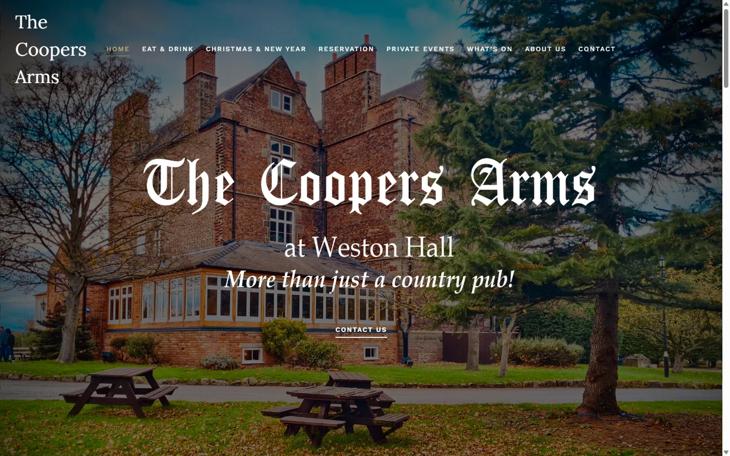 The Coopers Arms website: homepage designed and built by Vimana Digital
