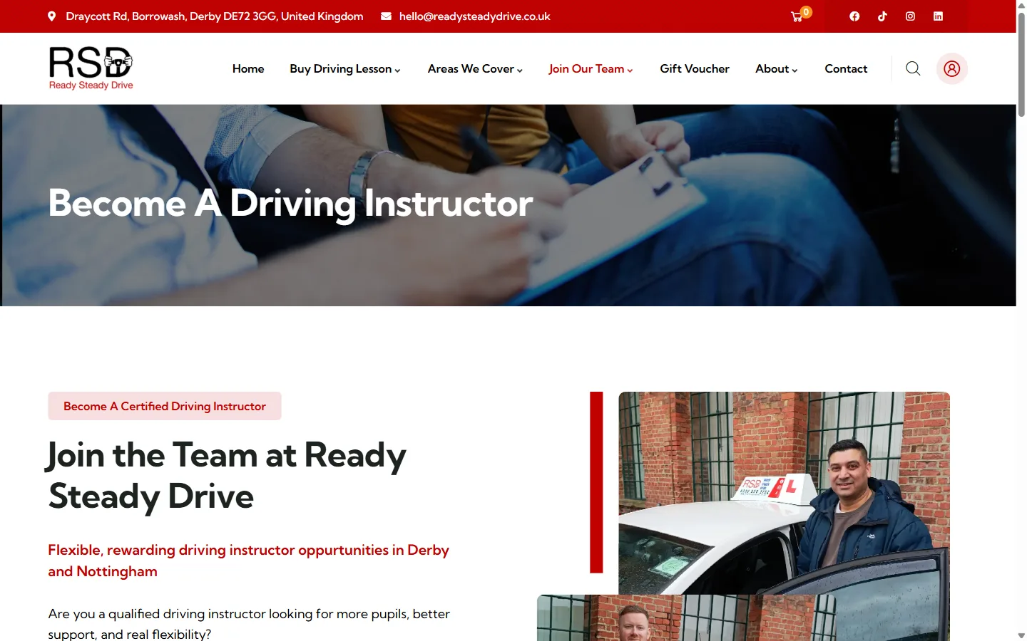 Ready Steady Drive website: inside page