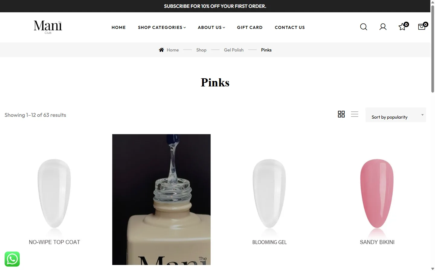 The Mani Club website: inside page