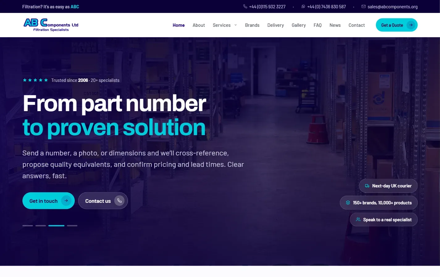 AB Components, Ilkeston website by Vimana Digital