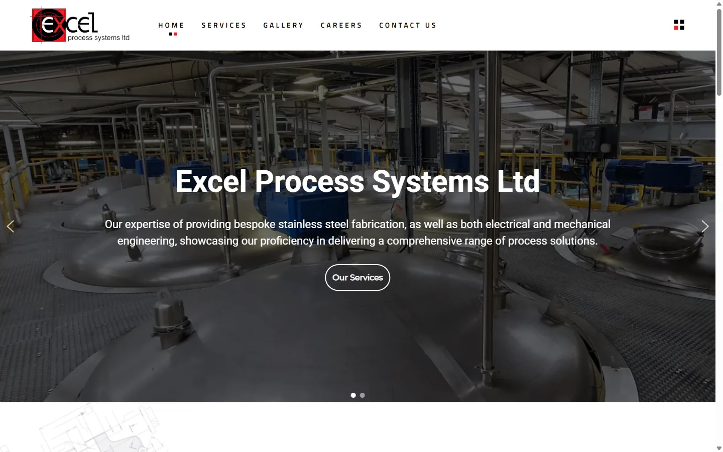 Excel Process Systems Ltd website: homepage designed and built by Vimana Digital