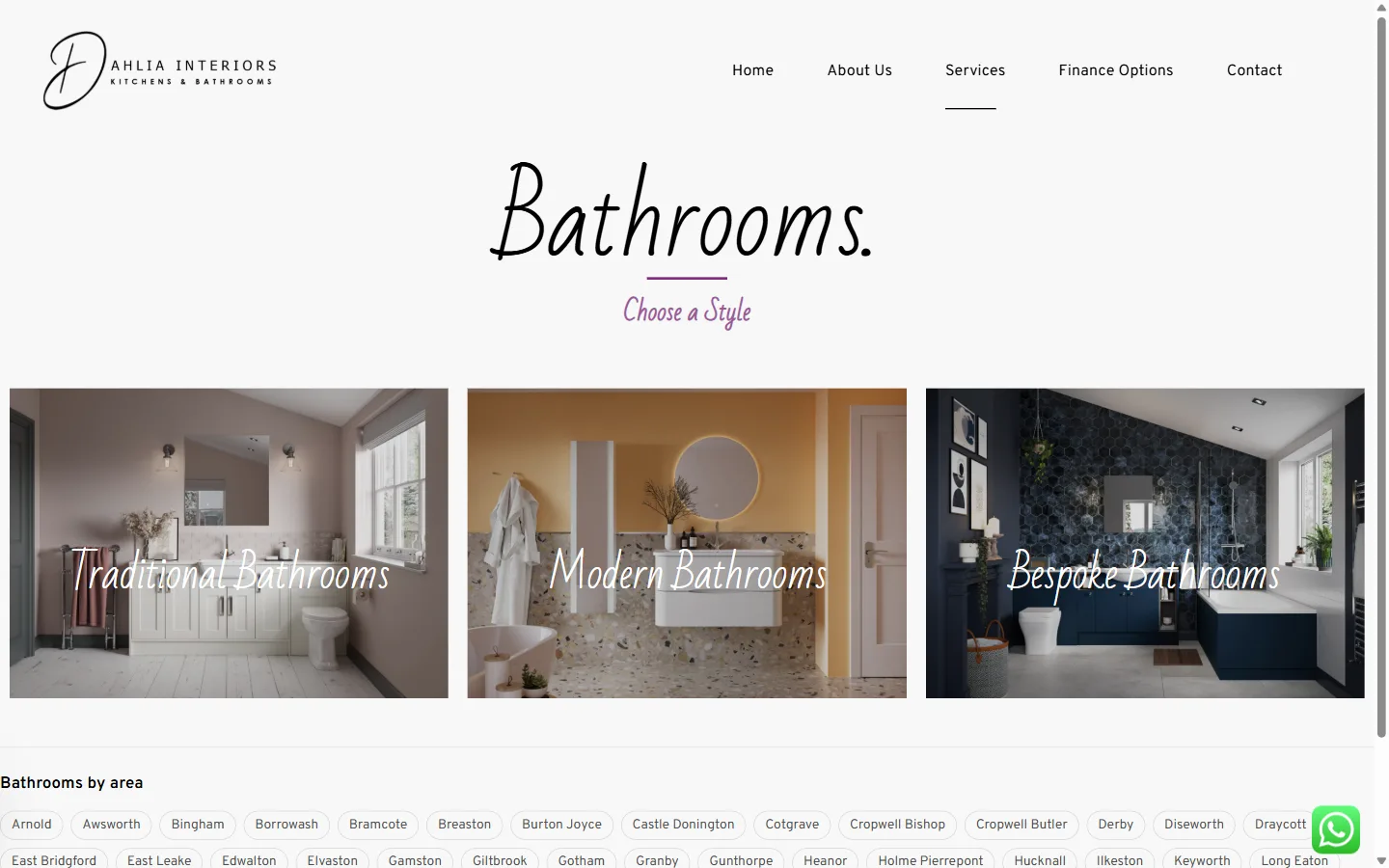 Dahlia Interiors website: inside page