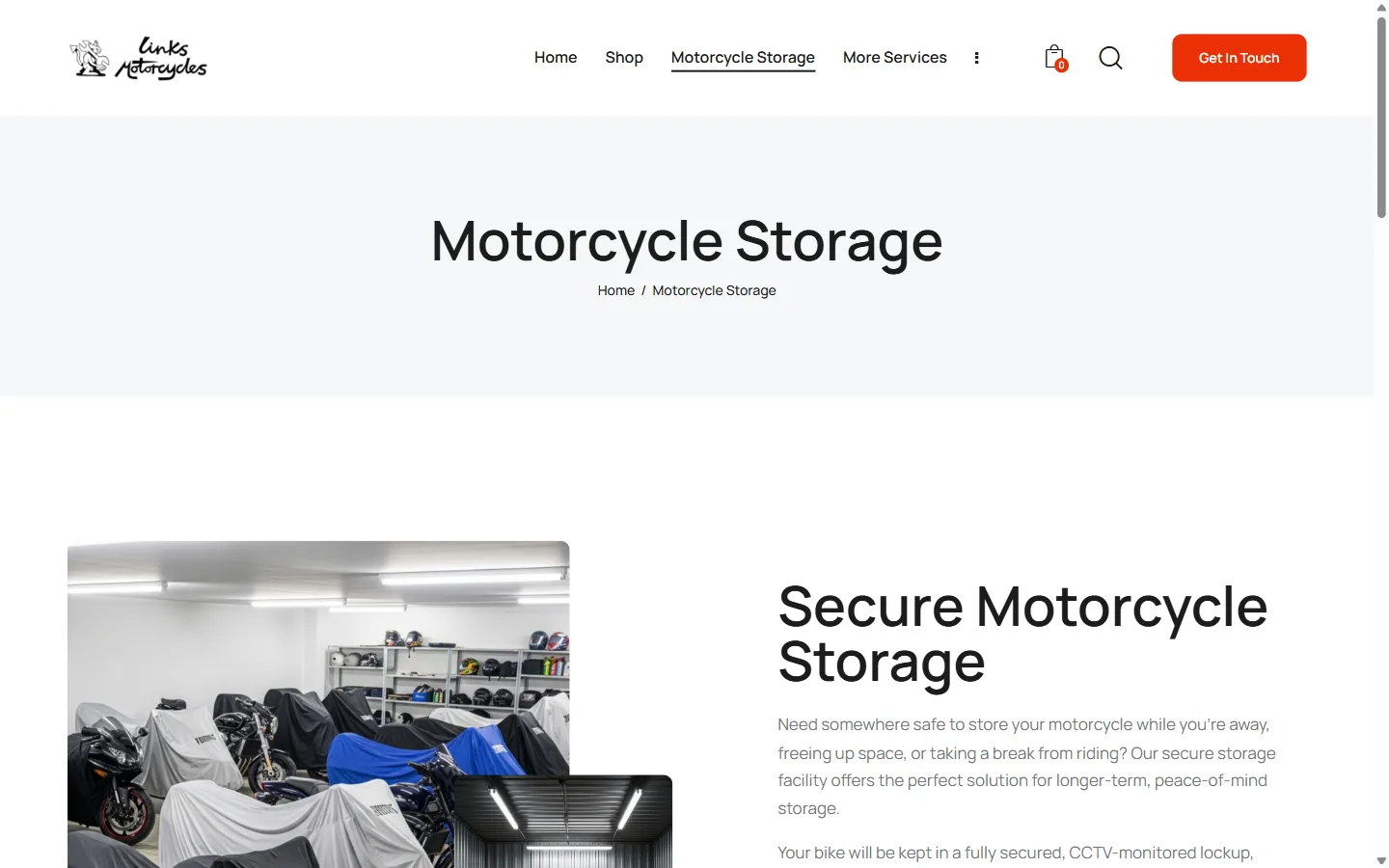 Links Motorcycles website: inside page