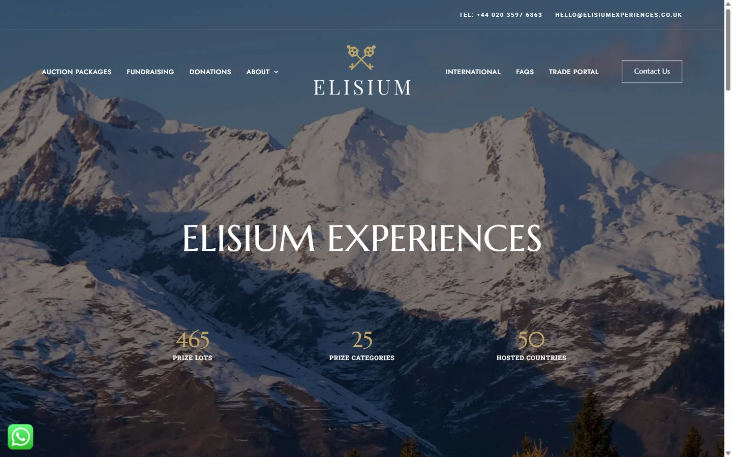 Elisium Experiences website: homepage designed and built by Vimana Digital