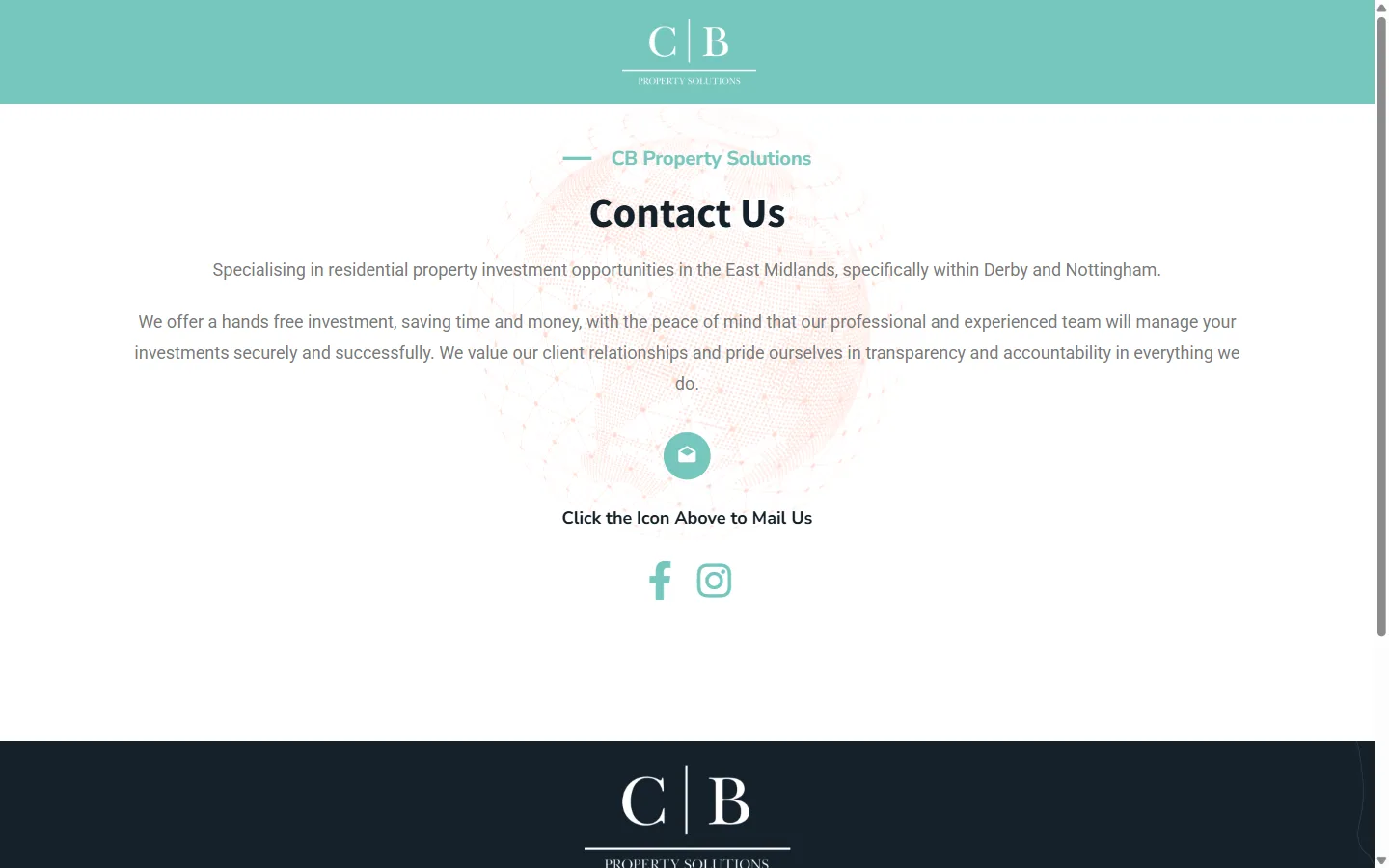 CB Property Solutions website: homepage designed and built by Vimana Digital