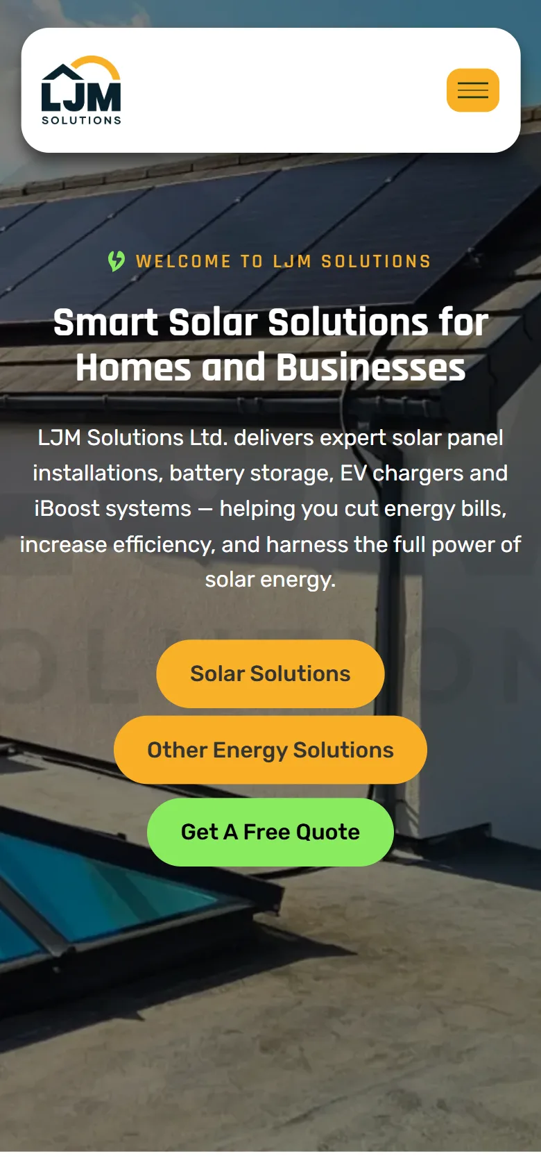 LJM Solutions website: mobile view