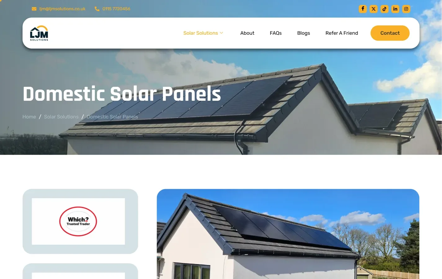 LJM Solutions website: inside page