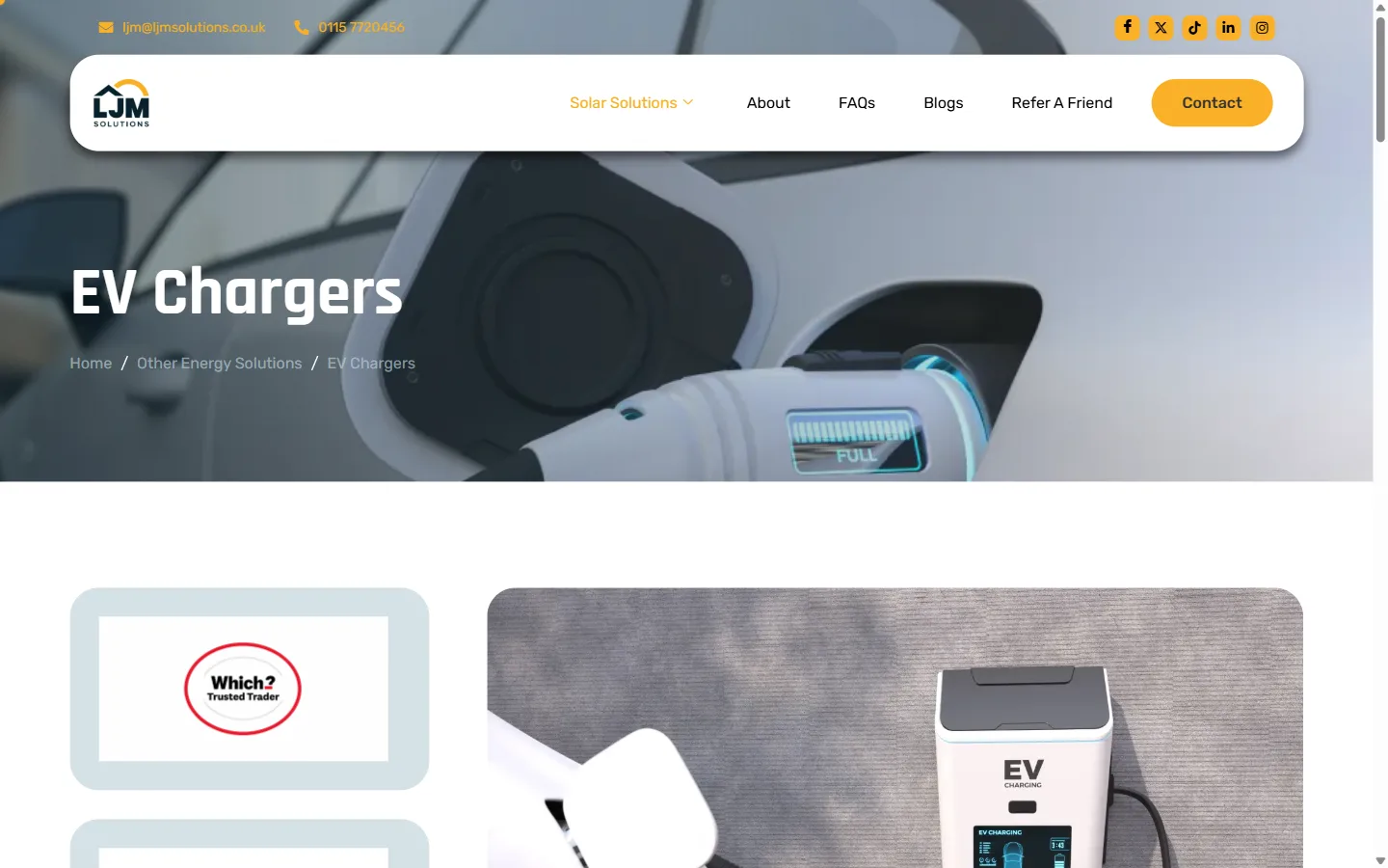 LJM Solutions website: inside page