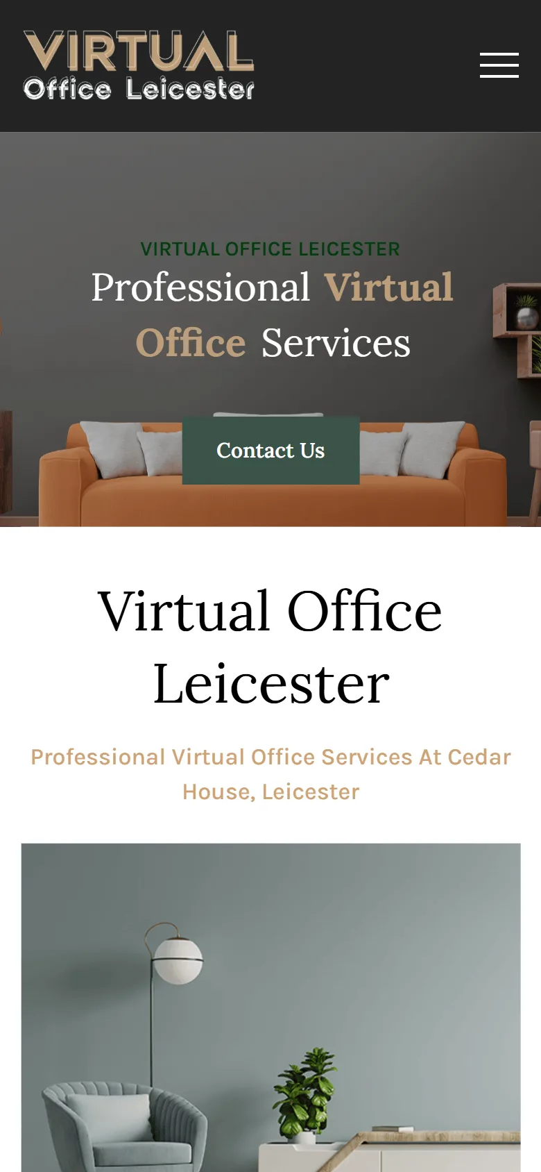 Virtual Office Leicester website: mobile view