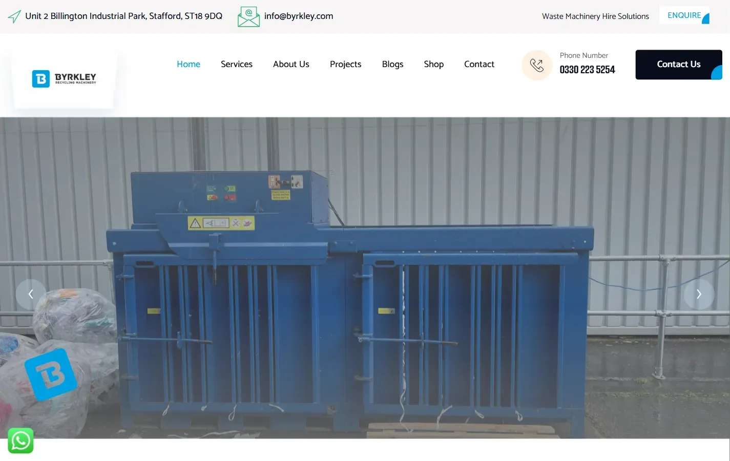 Byrkley Ltd website: homepage designed and built by Vimana Digital