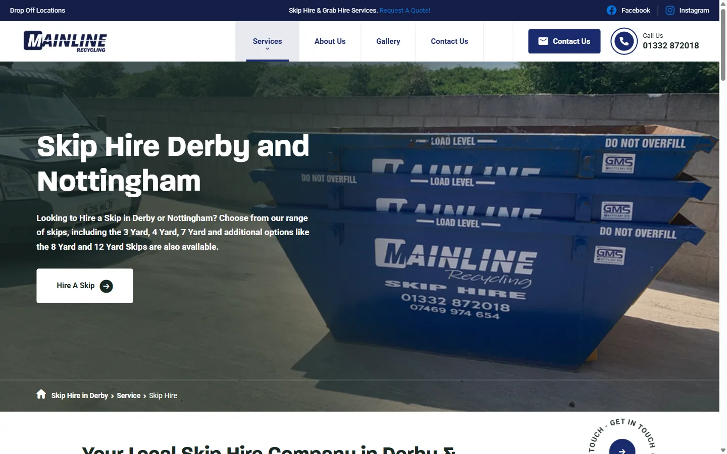 Mainline Recycling Ltd website: inside page