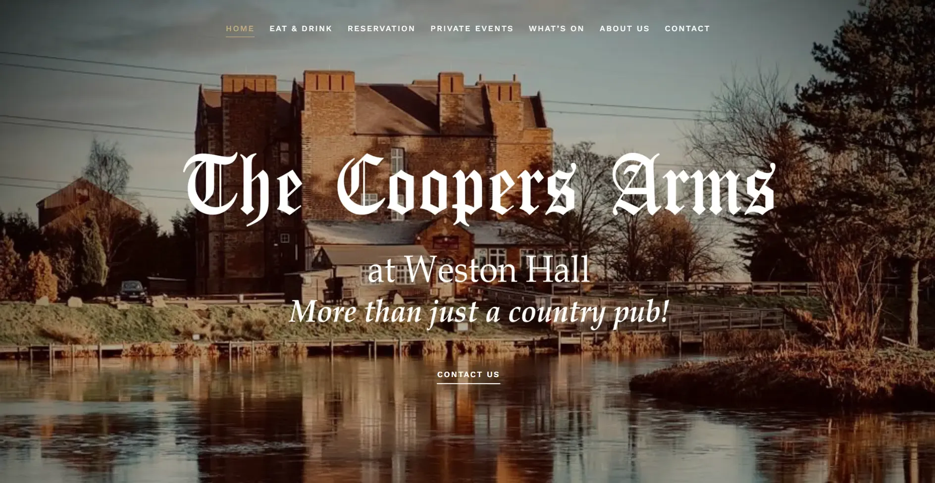 Web design for The Coopers Arms, a Derby pub and wedding venue, highlighting dining and events.