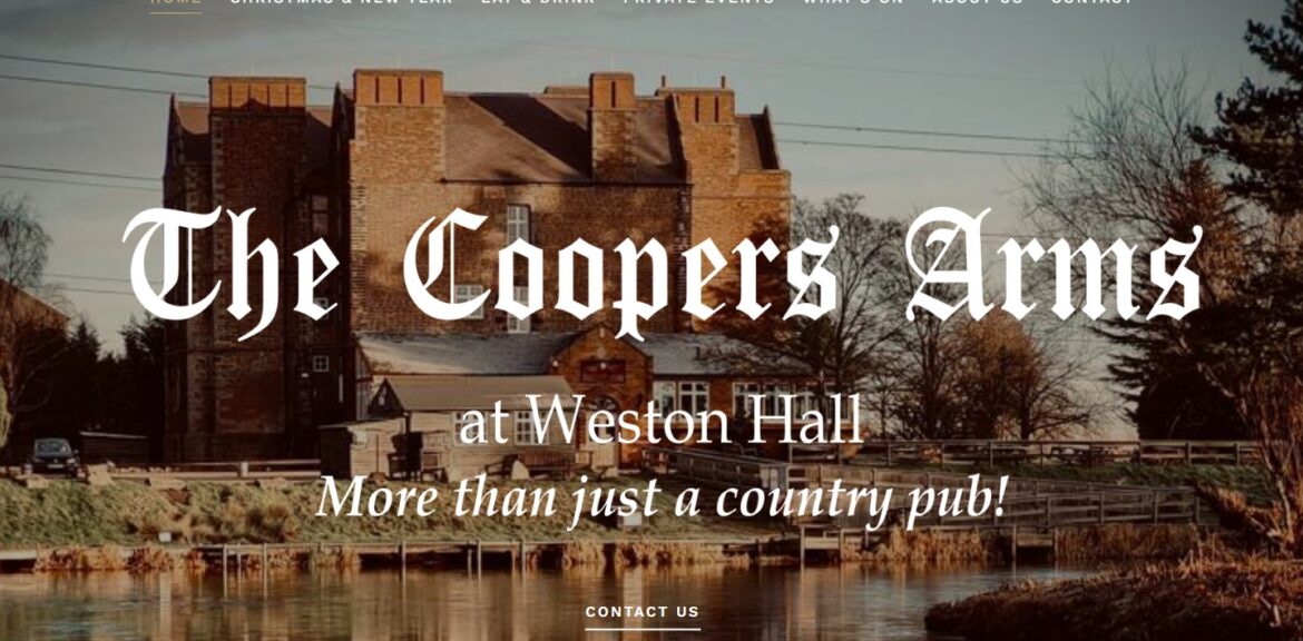 WordPress Country Pub Website for The Coopers Arms in Weston on Trent Derbyshire