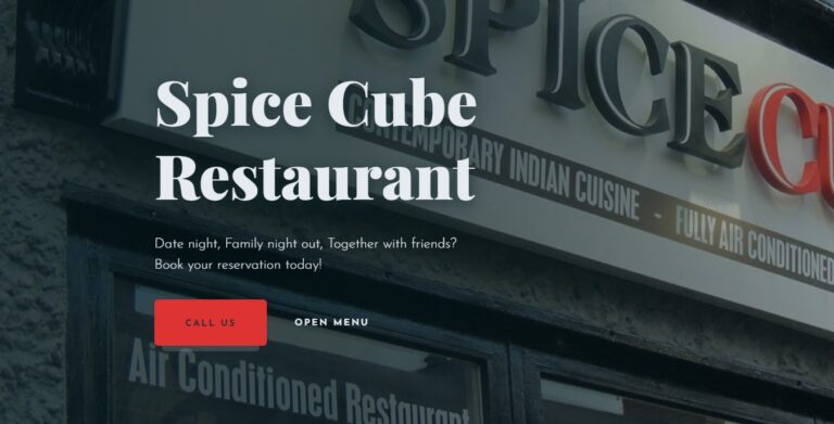 Restaurant Website - Spice Cube Home