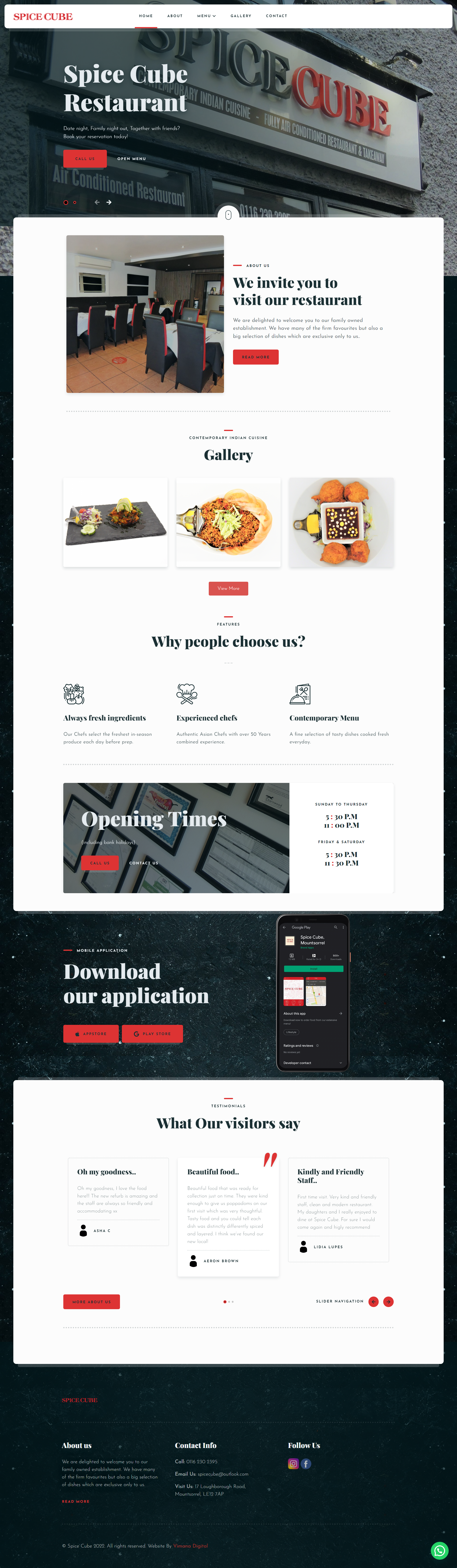 Restaurant Website - Spice Cube