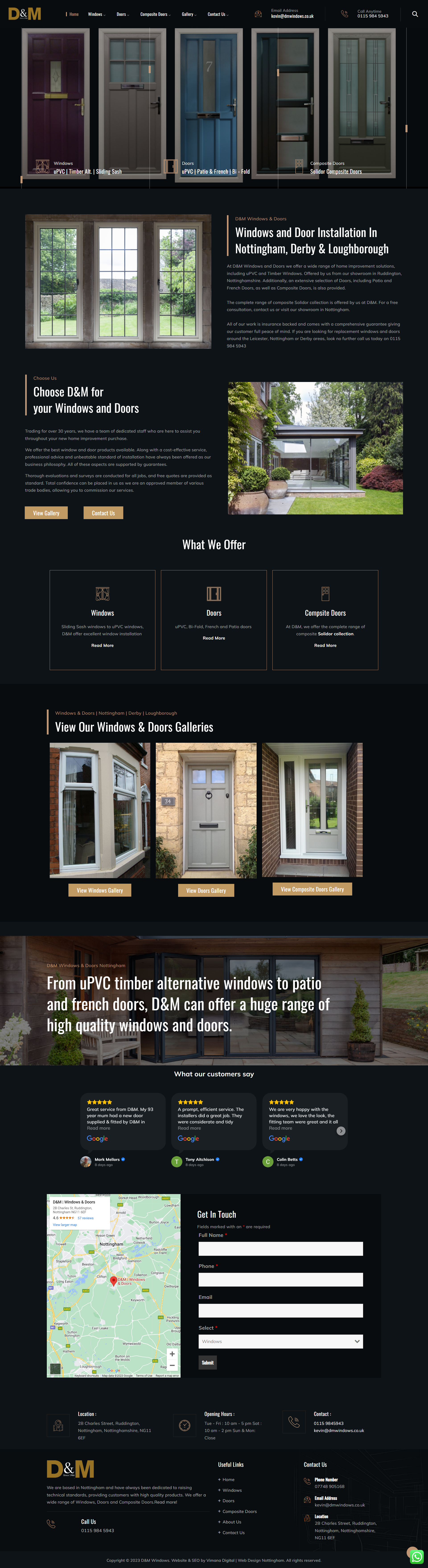 D&M Windows Website by Vimana Digital Web Design Nottingham