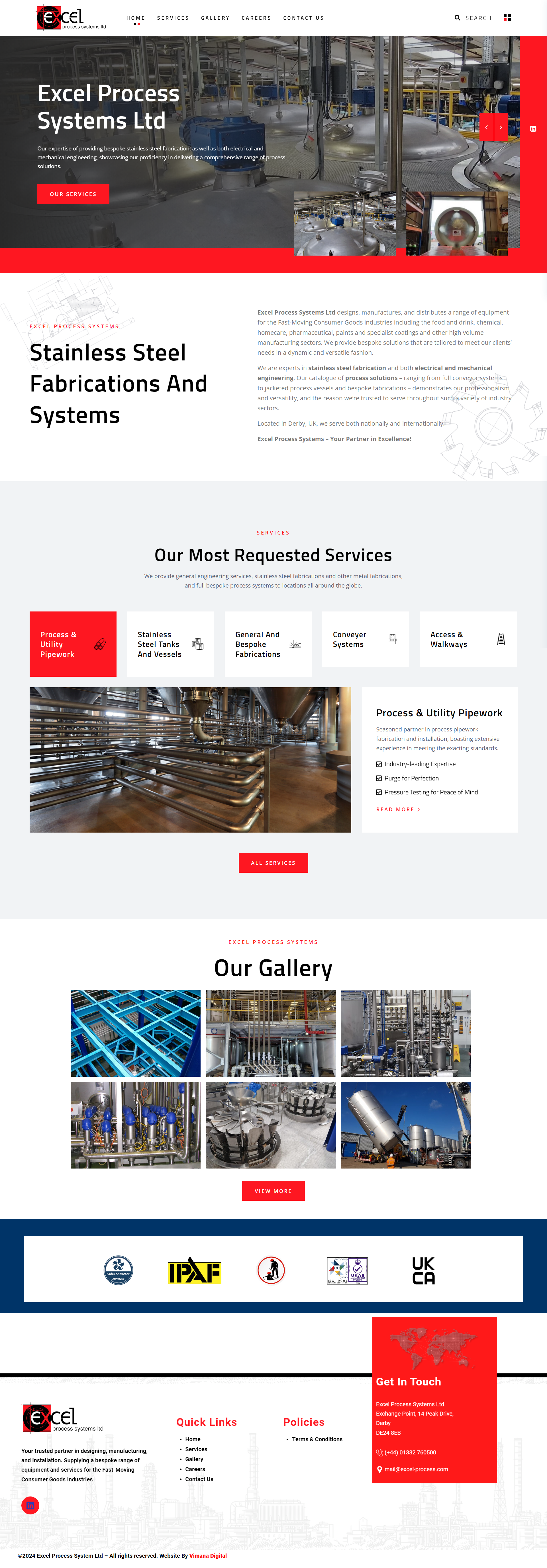 Industrial Manufacturing Website by Vimana Digital for Excel Process Systems ltd