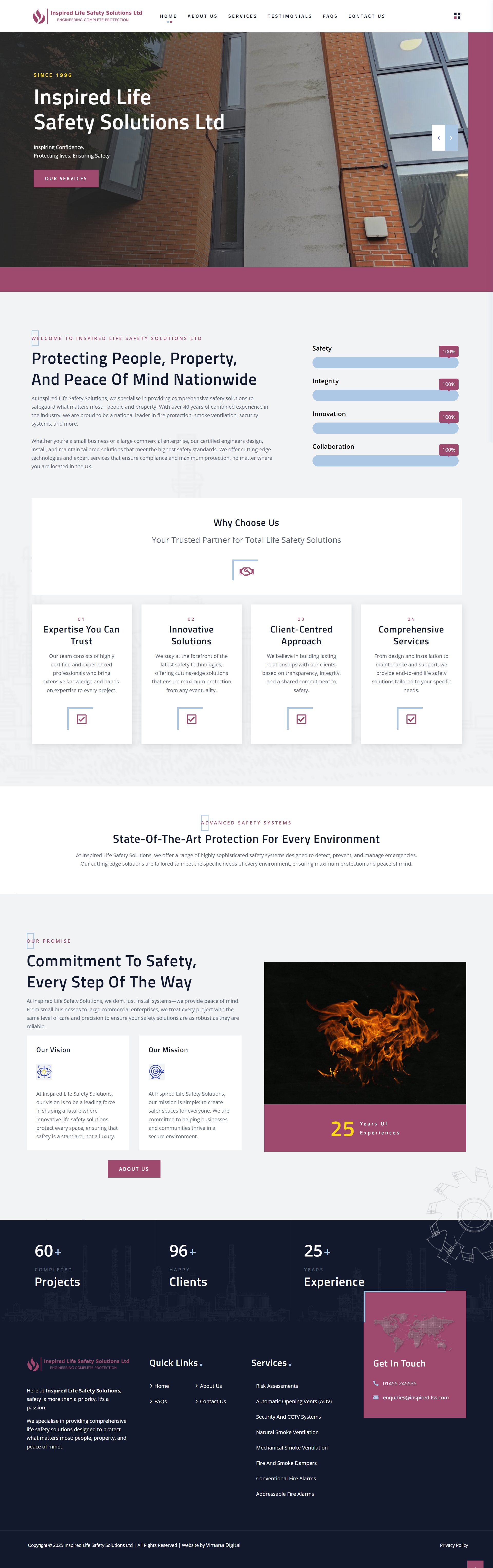 Inspired Life Safety Solutions website development by Vimana Digital