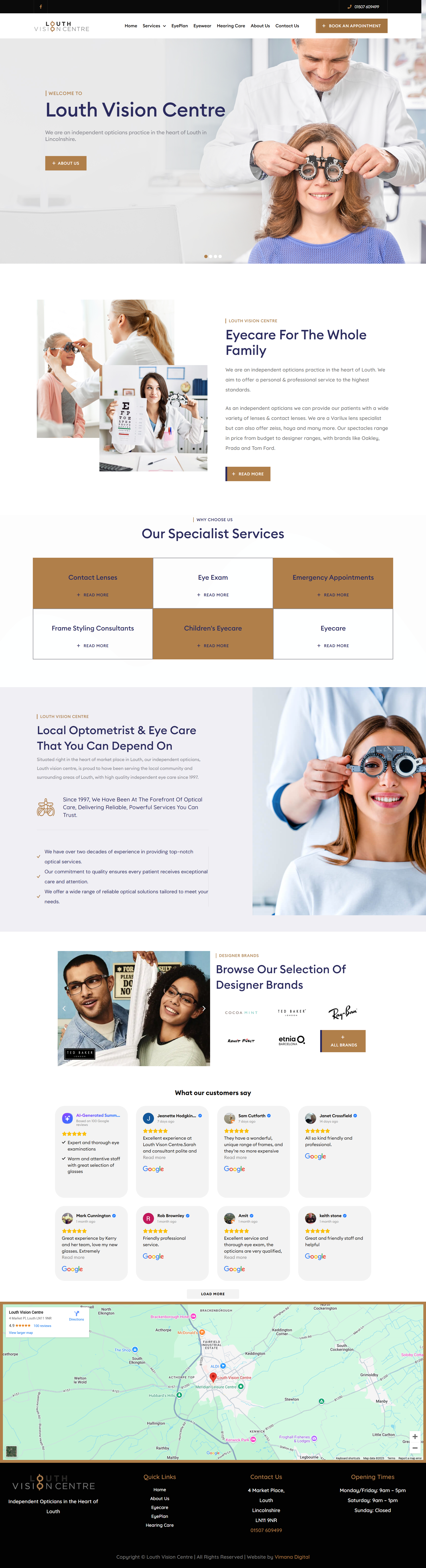 Louth Vision Centre Optician Website by Vimana Digital