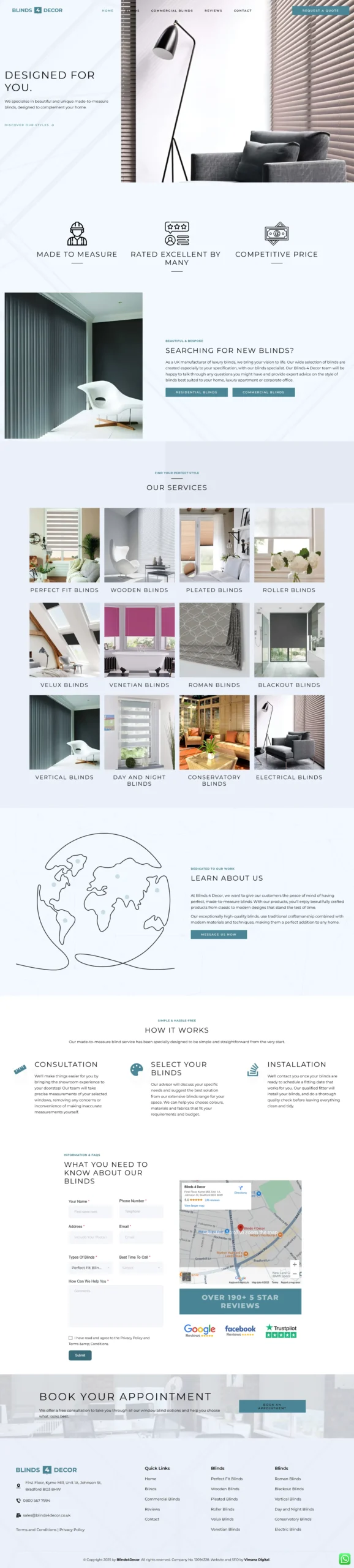 Blinds for Decor Website Design by Vimana Digital