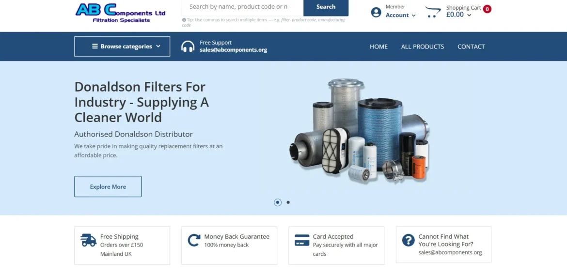 AB Components Ecommerce Homepage