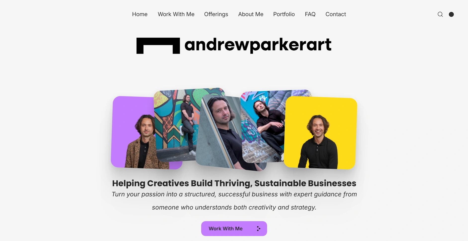 Andrew Parker Art WordPress website homepage