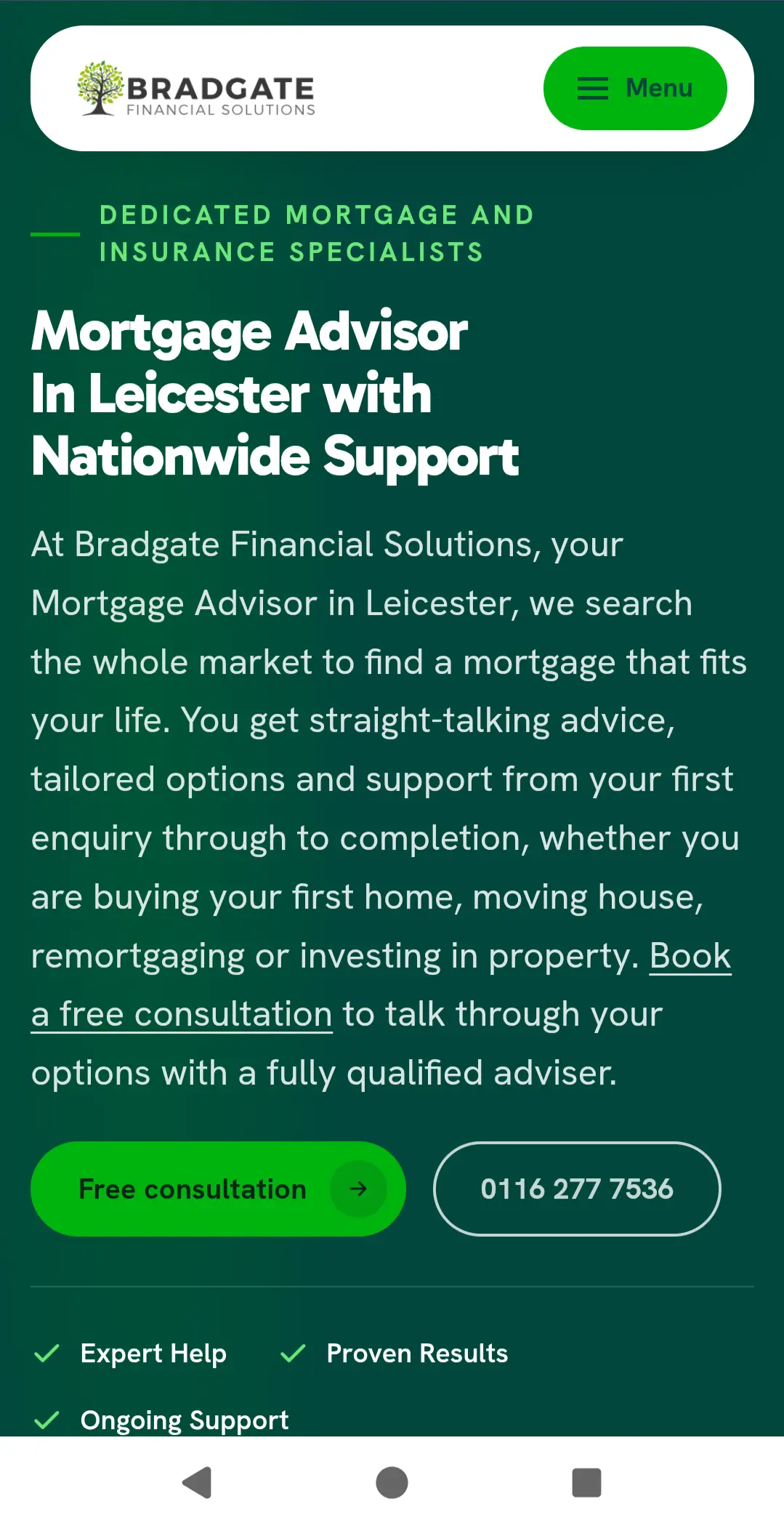 Bradgate Financial Solutions mobile website