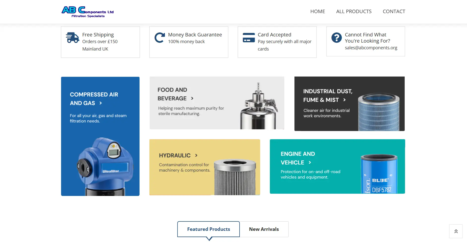 Donaldson Filters ecommerce category preview