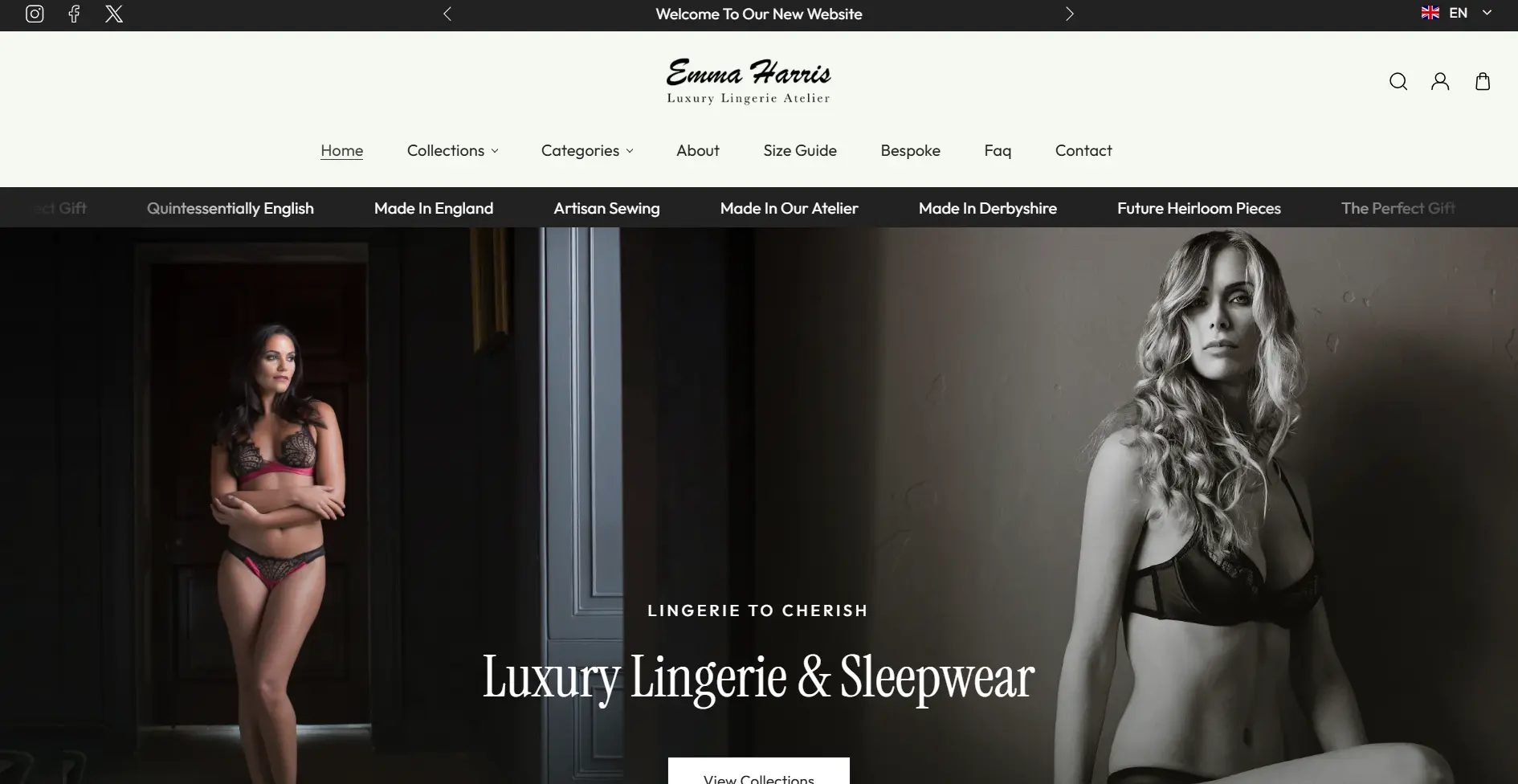 Emma Harris luxury ecommerce website homepage