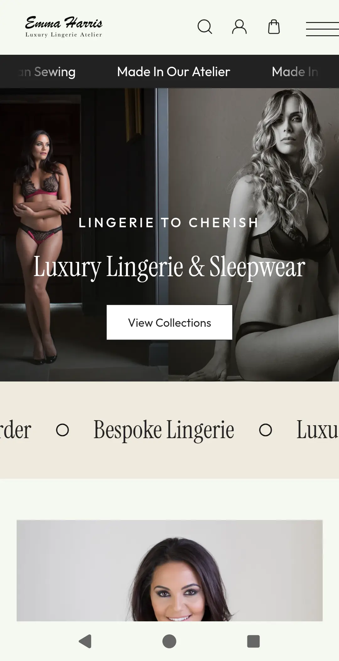Emma Harris website displayed on mobile