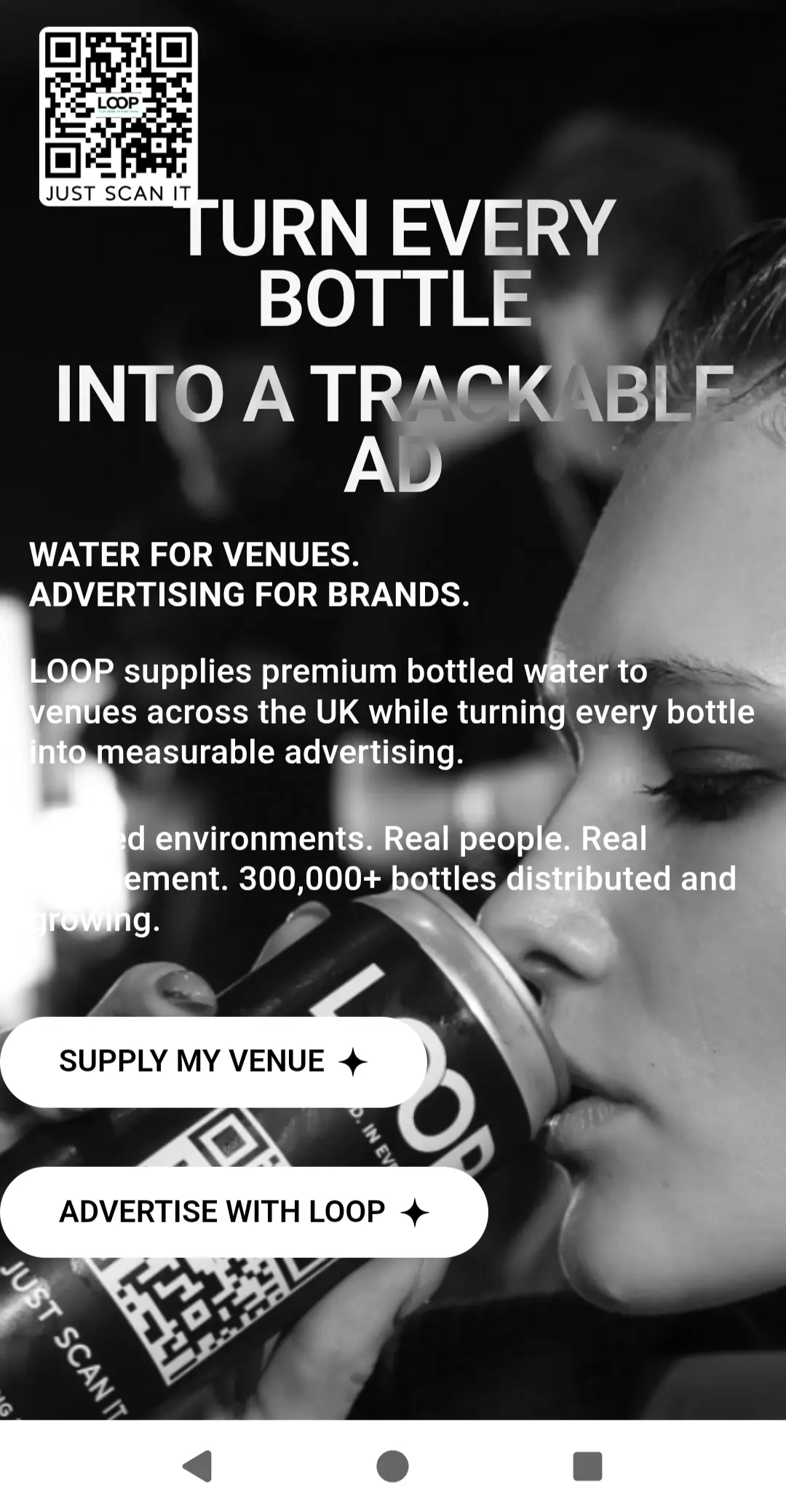 LoopCo mobile website homepage