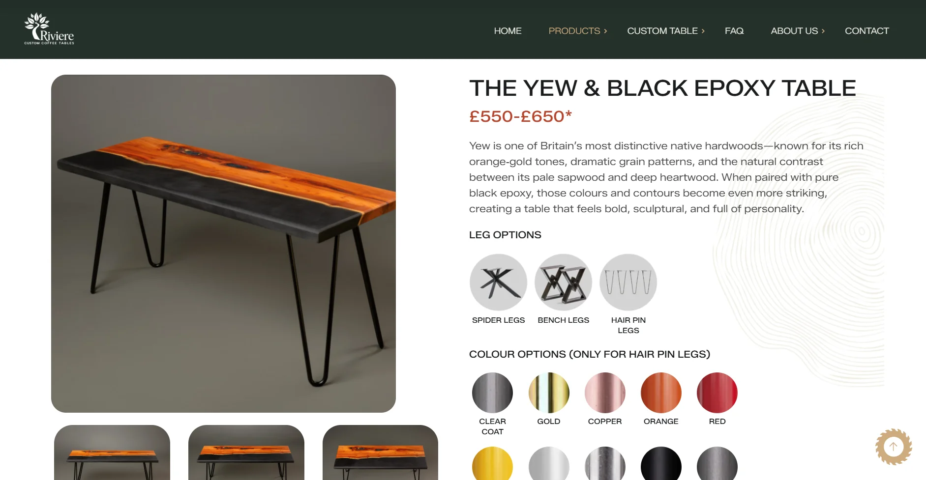 Riviere Custom Coffee Tables individual table page
