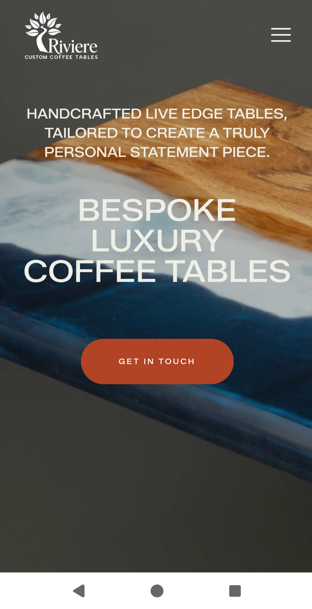 Riviere Custom Coffee Tables website design showcase