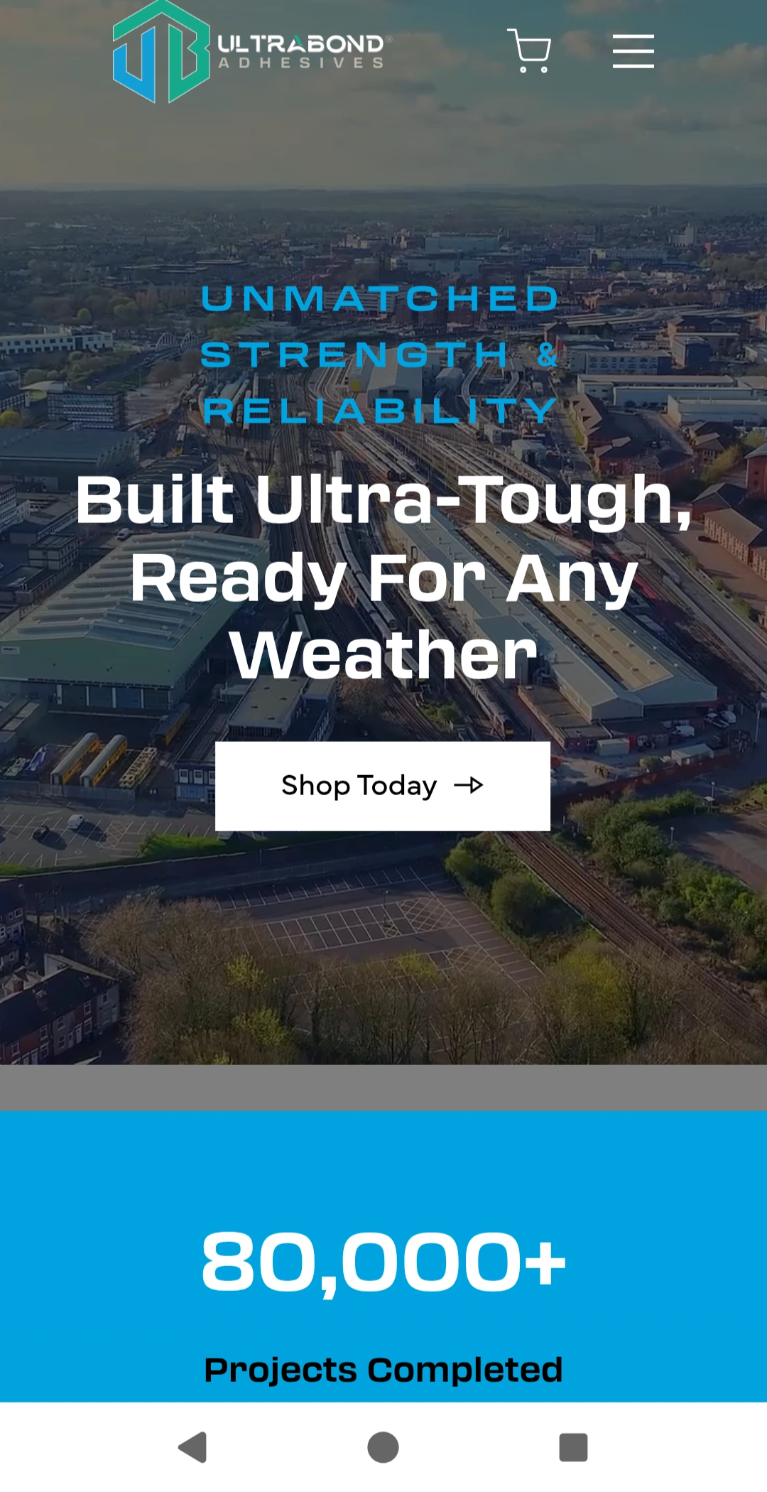 Ultrabond Adhesives mobile ecommerce homepage