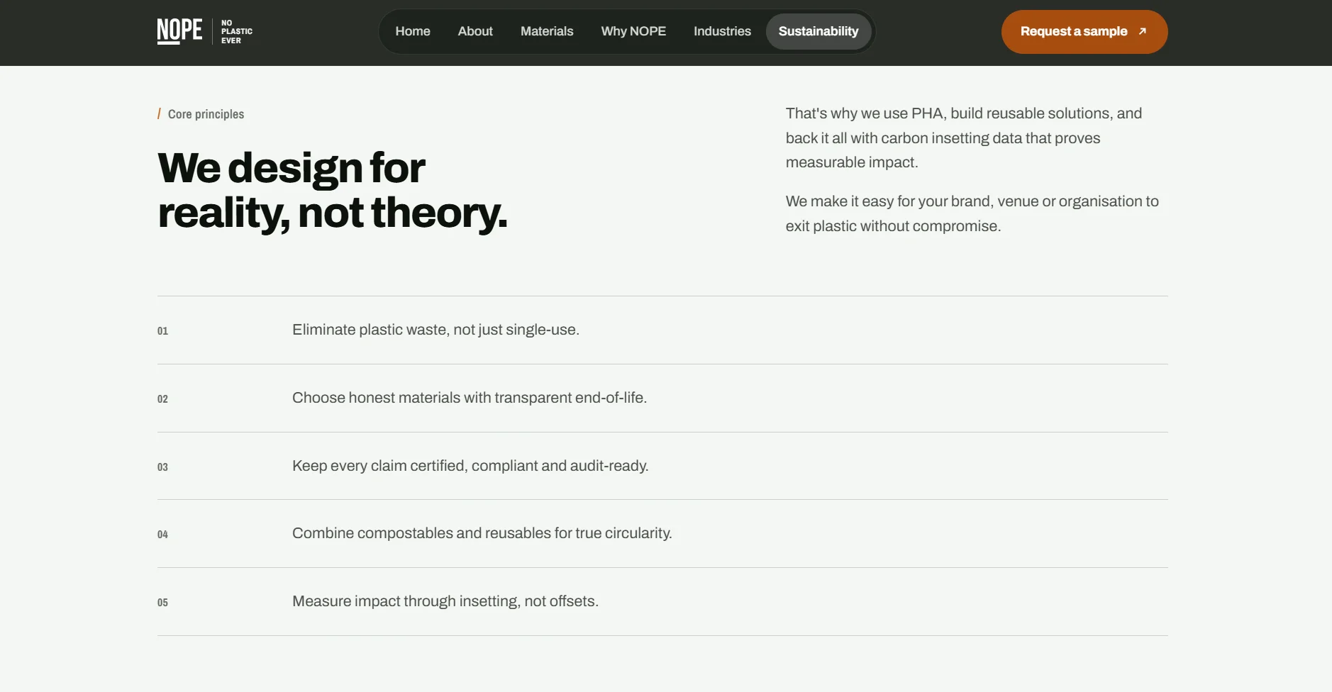 Why choose NOPE website section