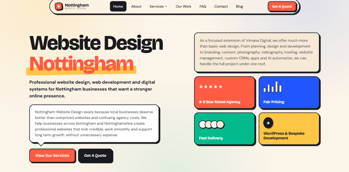 Nottingham Website Design Homepage