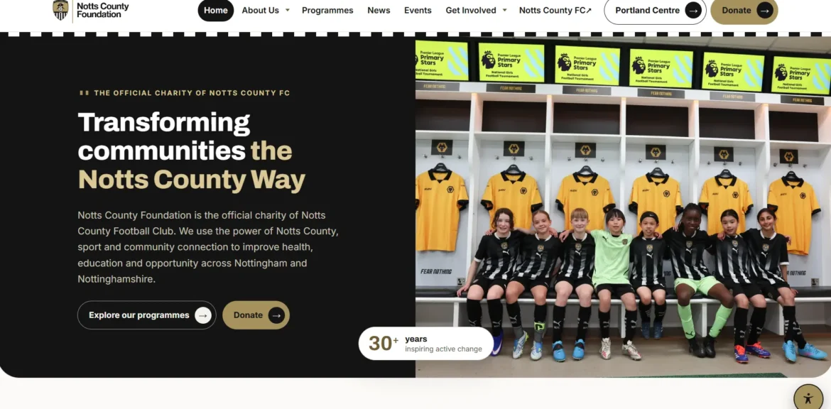 Notts County Foundation Website Homepage