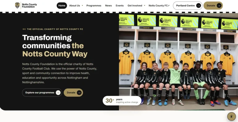 Notts County Foundation Website Homepage